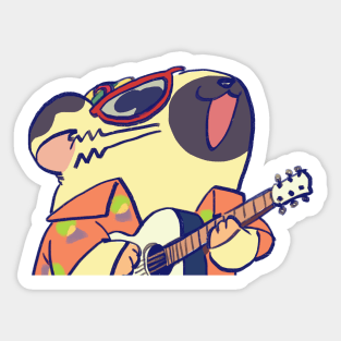 the very cool boss playing guitar / hamster anime Sticker